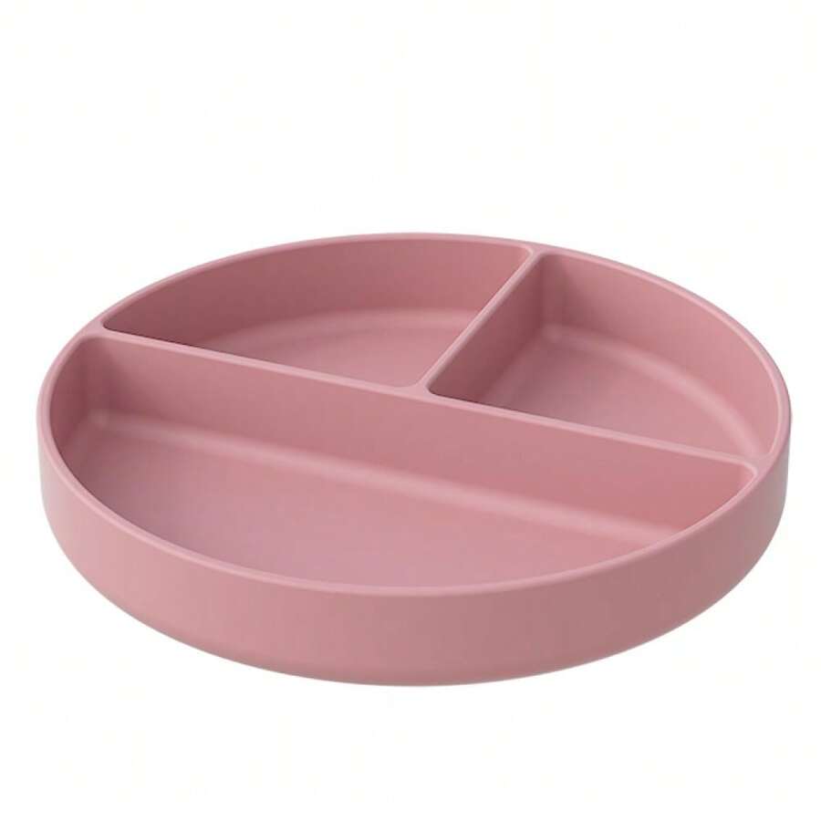1pc Silicone Divided Plate, Dishwasher Safe, Suitable For Babies - Pink - View 1