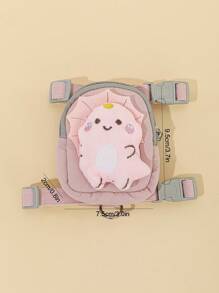 2pcs/Set Cartoon 3d Cute Pink Plush Dinosaur Decor For Snack Or Poop Bag Backpack, With Pet Collar And Leash