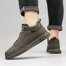 Men'S High-Top Leather Sneakers - Khaki - View 5