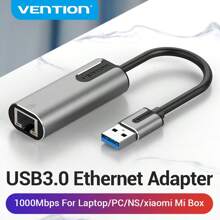 Vention Usb 乙太網路轉接器,usb 3.0 至 10/100/1000 千兆位元乙太網路 Lan 網路適配器乙太網路相容交換器、surface Pro、筆記型電腦 灰色 - 灰色 - 查看 1
