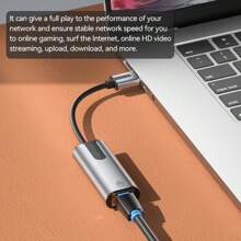 Vention Usb 乙太網路轉接器,usb 3.0 至 10/100/1000 千兆位元乙太網路 Lan 網路適配器乙太網路相容交換器、surface Pro、筆記型電腦 灰色 - 灰色 - 查看 3