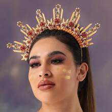 Unicra Halo Headband Gold Costume Headpiece Crystal Spiked Goddess Headwear Costume Headdress For Women And Girls - 金色 - 查看 2