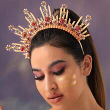 Unicra Halo Headband Gold Costume Headpiece Crystal Spiked Goddess Headwear Costume Headdress For Women And Girls - 金色 - 查看 4