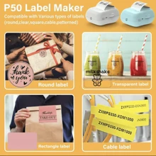 Marklife P50 可攜式熱敏標籤製造機,附帶40×30mm標籤紙1捲,迷你熱敏標籤貼紙印表機,適用於感謝標籤、條碼、服裝、珠寶、零售、郵送等,與 Android Ios 兼容 - 粉色 - 查看 5