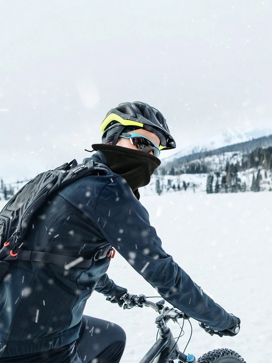 Mũ lông cừu đa chức năng ngoài trời chống nắng chống tia cực tím 1 chiếc màu đen kèm khăn quàng ấm, băng đô cưỡi ngựa, mũ, mặt nạ trượt tuyết chống gió & ấm áp - màu đen - Xem 1