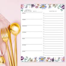 每周膳食计划磁性冰箱菜单记事本，带可撕页和购物清单，适用于学校、厨房、办公用品，教师节礼物，母亲节礼物 - 紫色 - 查看 5