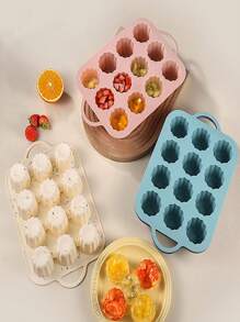 1pc Chocolate Silicone Mold With 12 Cavities, Round Cylinder Candy Mold, Suitable For Handmade Chocolate, Mousse, Mini Cakes, Baking, Ice Cubes, Pudding - White - View 1