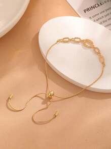 Hollow Baguette  Bracelet Women's Gold Plated Adjustable Bracelet Bride Wedding Party Jewelry Birthday Gift Couple Friends Girlfriend Elegant