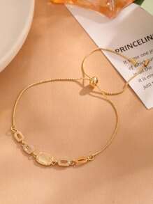 Hollow Baguette  Bracelet Women's Gold Plated Adjustable Bracelet Bride Wedding Party Jewelry Birthday Gift Couple Friends Girlfriend Elegant