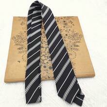 1 Piece Of Women's Black And White Striped Polyester Hand-Tied Tie Suitable For Formal Shirts And Gifts - Black and White - View 2