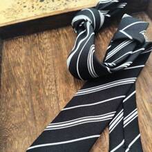1 Piece Of Women's Black And White Striped Polyester Hand-Tied Tie Suitable For Formal Shirts And Gifts - Black and White - View 3