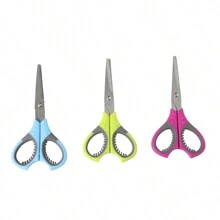 Dual-Colored Handle Soft Grip Scissors, Small Paper-Cut Scissors, Office Paper Trimmer, Safe Scissors For Handcrafting - Baby Blue - View 1