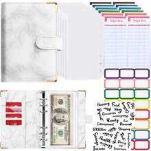 Shendy Vendy Carpeta Planificadora A6 Carpeta de hojas sueltas con cremallera Bolso , macarrón Cuaderno, Etiquetas autoadhesivas , creativo Cuaderno de plan Agenda Organizador De Bolsillo - Blanco - Ver 1