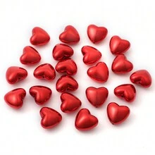 10pcs Acrylic Uv Plating Metallic Look Heart Shaped Beads - Multicolor - View 10
