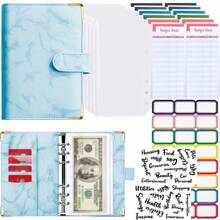 Shendy Vendy Carpeta Planificadora A6 Carpeta de hojas sueltas con cremallera Bolso , macarrón Cuaderno, Etiquetas autoadhesivas , creativo Cuaderno de plan Agenda Organizador De Bolsillo - Azul - Ver 1