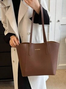 大容量女包百搭时尚韩版轻奢学院风通勤手提包 - 咖啡棕 - 查看 3