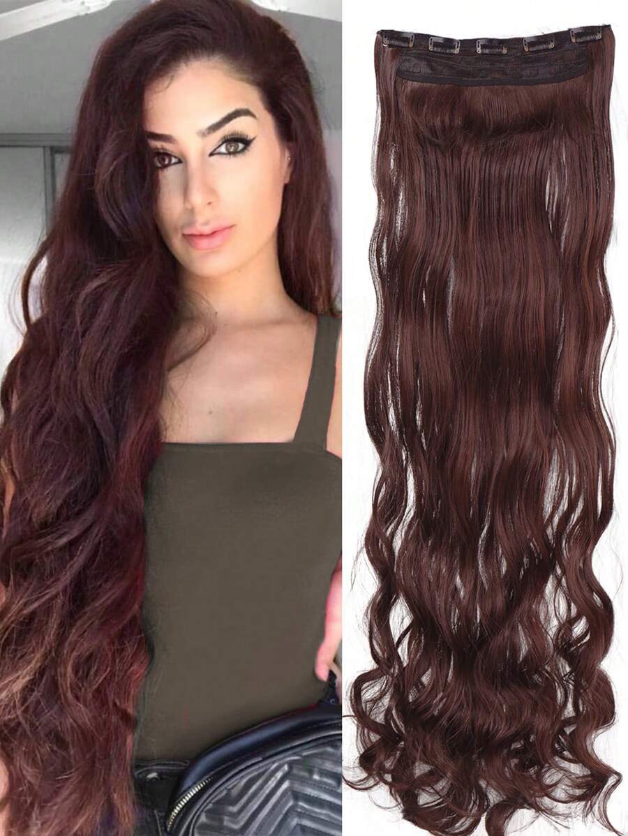 黑色超长波浪发 5 夹接发 马尾辫接发 适合女士 16 英寸至 36 英寸夹式接发 适合女士的各种场合 包括音乐节、派对、角色扮演、节日和所有季节