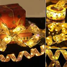 1PACK 1/2/5/10M Ribbon Lights Mini Lights Copper Wire Fairy String Lights For New Year Party Weddings DIY Tree Bows Decoration(Silver/Gold)Christmas Decor Christmas Gift Thanksgiving Christmas Tree Decor Ornaments Christmas Light Bedroom Decor Home Decor Party Decor Holiday Festival Room Decor - Yellow - View 10