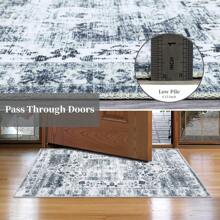 Living Room Area Rugs Indoor Vintage Boho Rug Bedroom Traditional Washable Rug Non Slip Distressed Floor Carpet For Dining Room Floral Print Retro Carpet Mat Throw Rug Hallway Runner Kitchen Floorcover Mat Entryway Mat For Laundry Bathroom, Taupe - Xám - Xem 8