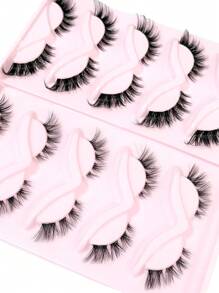 Asiteo 10pcs/Set New Cat Eye False Eyelashes 3D Natural Transparent With Fluffy Soft Criss-Cross Lashes, Suitable For Anime/Manga Style, Delicate & Natural Lash Extension Makeup - 眼尾拉長款 - 查看 4