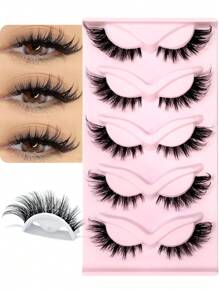 Asiteo 10pcs/Set New Cat Eye False Eyelashes 3D Natural Transparent With Fluffy Soft Criss-Cross Lashes, Suitable For Anime/Manga Style, Delicate & Natural Lash Extension Makeup - 眼尾拉長款 - 查看 2