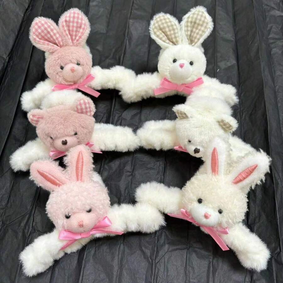 2 Chiếc Hàng Mới Về Nữ Thỏ Đáng Yêu Và Hình Gấu Sang Trọng Vuốt Tóc, Ngọt Ngào Tóc, phong Cách Hàn Quốc Mùa Đông Phụ Kiện Tóc - Hai chú thỏ nhỏ - Xem 1