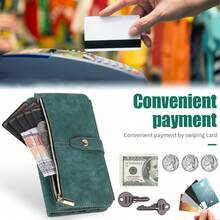 Classic Fashion Color Double Clamshell Card Slot Storage Card Scratch-Resistant Leather Phone Case Compatible With Samsung Galaxy S22 S22 Ultra S23 Plus All-In-One Phone Case That Folds And Acts As A Phone Stand Compatible With Samsung Galaxy S22Plus S23FE S23 S23 Ultra - Green - View 5