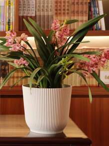 1pc Simple Nordic Style Round Flower Pot With Large Caliber And Thickened Material For Succulent Plants