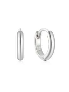 1对S925纯银圆形耳环，精致首饰，适合日常佩戴，订婚礼物 - 銀色 - 查看 3