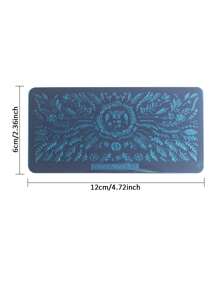 1入組6x12cm指甲藝術印花不銹鋼印章板,diy印章工具,帶葉子、花朵和蜜蜂圖案finger Angel-v24 - 藍色 - 查看 4