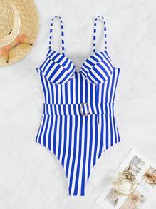 Women One-Pieces - 藍白色 - 查看 1