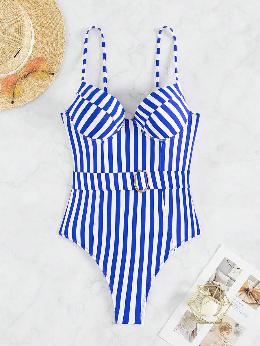 Women One-Pieces - 藍白色 - 查看 1