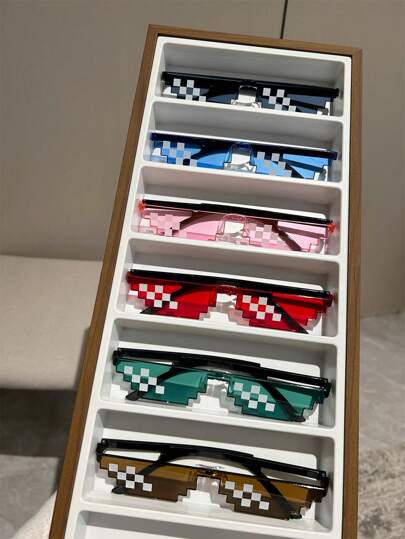 6pcs Colorful Mosaic Fashion Fashion Glasses, Suitable For Holiday Parties