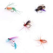 Sougayilang 12 件裝飛釣餌鮭魚飛蠅鱒魚乾飛蠅釣誘餌魚鉤 - 藍白色 - 查看 5