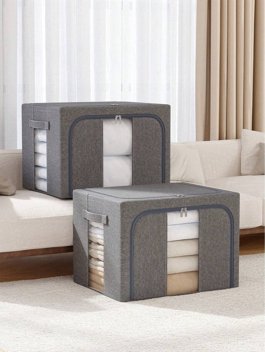 1PC 灰色衣物收纳盒,被子收纳盒,闲置物品收纳盒,橱柜隔断收纳,玩具收纳盒,可折叠收纳盒,内部钢架,适用于存放闲置物品收纳盒装饰品装饰节日装饰房间装饰家居装饰卧室装饰连衣裙裤子鞋子牛仔裤靴子裙子卧室,收纳盒,收纳盒,家居收纳,白色 T 恤女士,黑色裤子女士,女士冬装,连衣裙,女士冬装,优雅女士连衣裙,女士白衬衫,长袖,女士白色连体裤,女士春季连衣裙,女士春季服装,春季,春季服装,极简主义,夏季上衣 - 灰色 - 查看 1