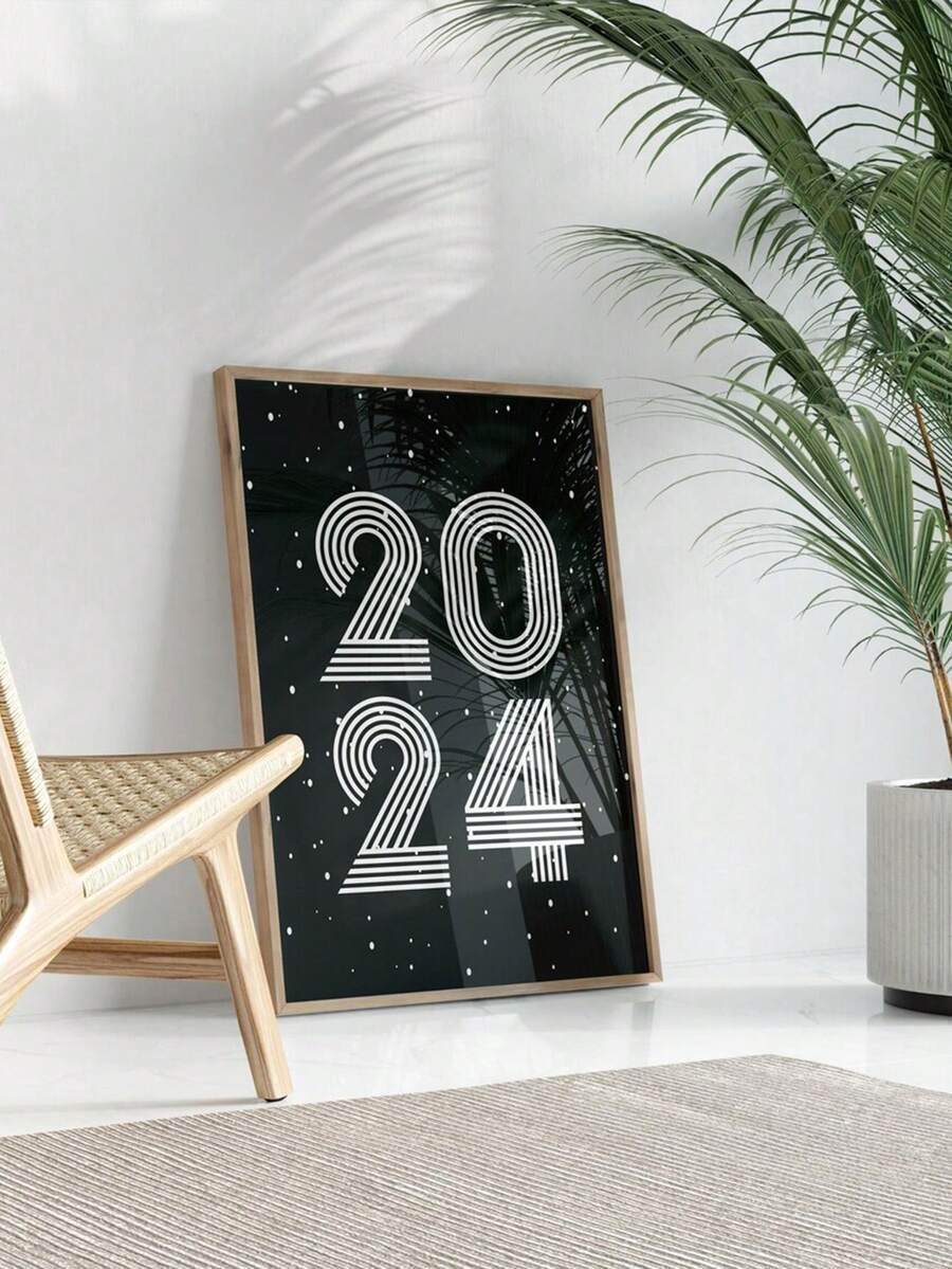 1入現代簡約黑白極簡風格裝飾畫,適用於新年/新年裝飾,無框飾品 - 彩色 - 查看 1