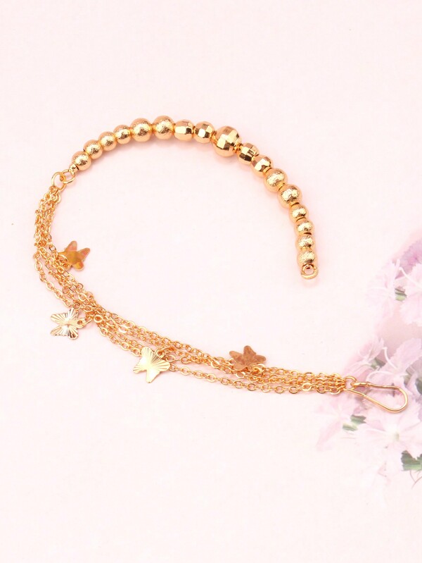1pc Copper Material GoldPlated Beaded Bracelet, Perfect For Arabic