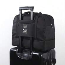 Double-layer Travel Bag Portable Waterproof Hand-carried Bag, Unisex, Dry And Wet Separated Gym Swimming Toiletry Storage Bag - Black - View 1