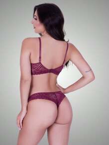 Women Bra & Panty Sets - Burgundy - View 2
