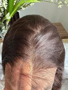 28英寸長波浪合成髮假髮,帶13*6蕾絲前髮,可覆蓋整個頭部 - 棕色 - 查看 5