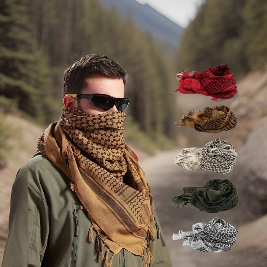 Bufanda táctica especialmente diseñada para proteger del sol y los rayos UV para hombres y mujeres, confeccionada en algodón, estilo árabe. Ideal para realizar combinaciones creativas. Diseñada para motociclistas, máscaras de paintball. Medidas 110 x 110 cm. - Gris - Ver 1