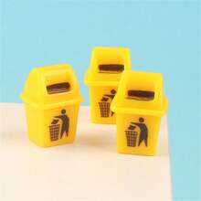 5pcs/Set Creative 3d Simulation Garbage Can Micro Landscape Decoration Diy Accessory Miniature Figurine - Yellow - View 1