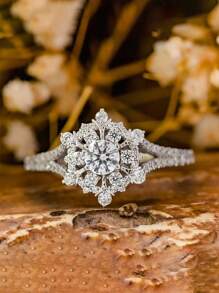 1枚浪漫立方氧化鋯女戒,情人節禮物,婚禮訂婚紀念日派對珠寶 - 1# - 查看 10