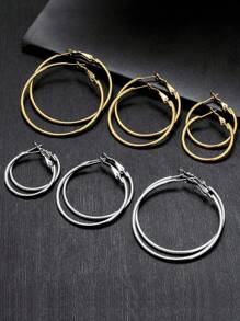 6 Pairs Big Hoop Earrings For Women: 18K Gold Plated Hoop Earrings, Surgical Stainless Steel Large Hoop Earrings For Women Girls - Multicolor - View 1
