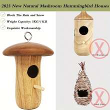 1款戶外蜂鳥房,天然木製懸掛蜂鳥巢,懸掛搖擺鳥巢房,蜂鳥屋木製手工藝品,野生鳥類的鳥屋 - 紫紅色 - 查看 4