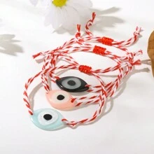 希臘三月紅白彈簧可調節樹脂眼傳統martaki 保護手鍊 友誼手鍊和卡片禮物一起送 - 三月手鐲 - 查看 2