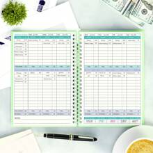 收支追蹤器筆記本,幫助更好的管理財務-簿記記錄簿-收支記錄簿小商業-簿記分類帳簿 - 薄荷綠 - 查看 7