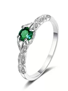 1 件时尚方晶锆石戒指，适合女士，适合情人节礼物，结婚订婚周年派对珠宝，情人节 - 1# - 查看 31