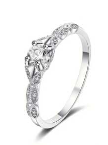 1 件时尚方晶锆石戒指，适合女士，适合情人节礼物，结婚订婚周年派对珠宝，情人节 - 1# - 查看 45