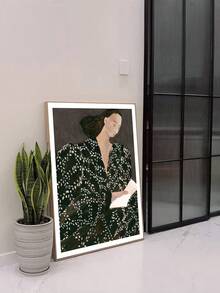 油畫畫布材質高清印刷海報,抽象白花服飾女性,法式復古小眾裝飾藝術風格,適合客廳、臥室、沙發背景、玄關櫃、餐桌展示、家居裝飾牆畫、無框核心替換品,安全 Pvc 管包裝 - 彩色 - 查看 4
